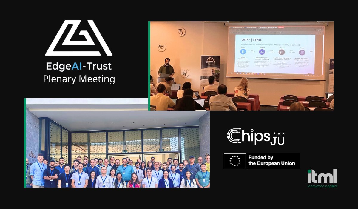 EdgeAI-Trust aims to to create intelligent building blocks for autonomous vehicles, manufacturing systems, and agricultural systems, working together towards a sustainable future.
As ITML, we presented our development roadmap, including SC8 and Exploitation Strategy.