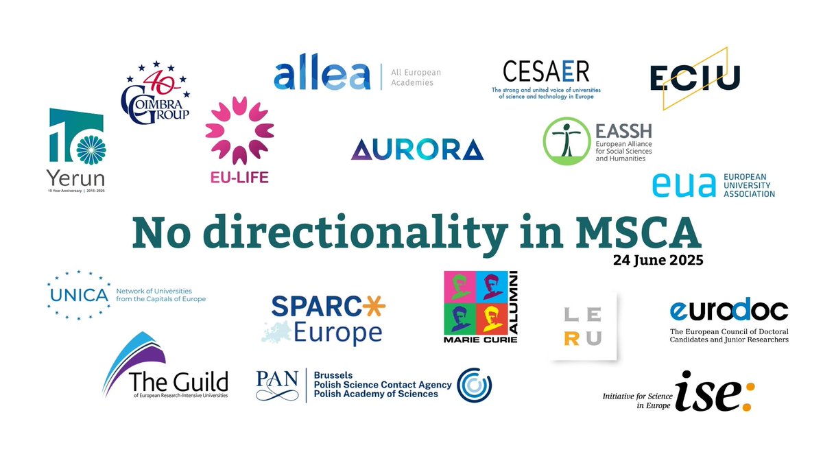 Marie Curie Alumni Association (MCAA) (@mariecurie_alum) on Twitter photo Joint statement: No directionality in MSCA 📣
The MCAA has co-signed a statement opposing the <a href="/EU_Commission/">European Commission</a>'s proposed introduction of directionality in the Work Programme 2026–2027 draft, calling for more support & investment in the MSCA.
Read more: mariecuriealumni.eu/news/mcaa-take… Joint statement: No directionality in MSCA 📣
The MCAA has co-signed a statement opposing the <a href="/EU_Commission/">European Commission</a>'s proposed introduction of directionality in the Work Programme 2026–2027 draft, calling for more support & investment in the MSCA.
Read more: mariecuriealumni.eu/news/mcaa-take…