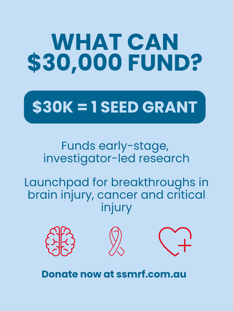 What can $30,000 fund? At St George &amp; Sutherland Medical Research Foundation, it can fund a life-changing seed grant sparking  bold, innovative studies into conditions like: 
Brain injury &amp; dementia 
Cancer 
Critical illness and ICU care 
stgeorgemrf.com.au/make-a-donatio…