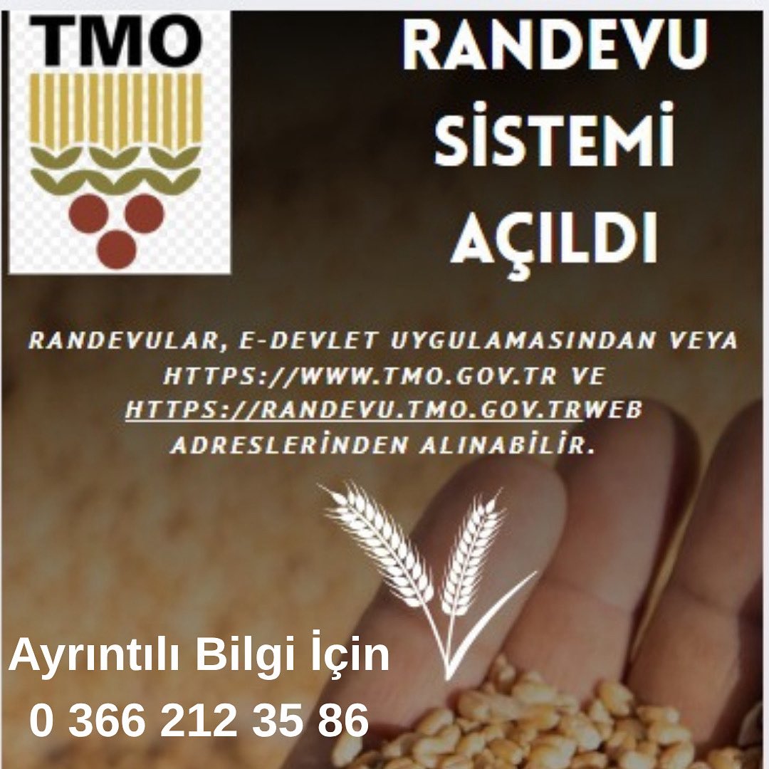 TMO Randevu Sistemi Açıldı

Ürünlerini Toprak Mahsulleri Ofisi’ne (TMO) satmak isteyen üreticilerimiz, e-Devlet uygulaması üzerinden ya da TMO internet sitesi aracılığıyla randevu alarak, belirtilen gün ve saatte ürün teslimi yapabileceklerdir.
