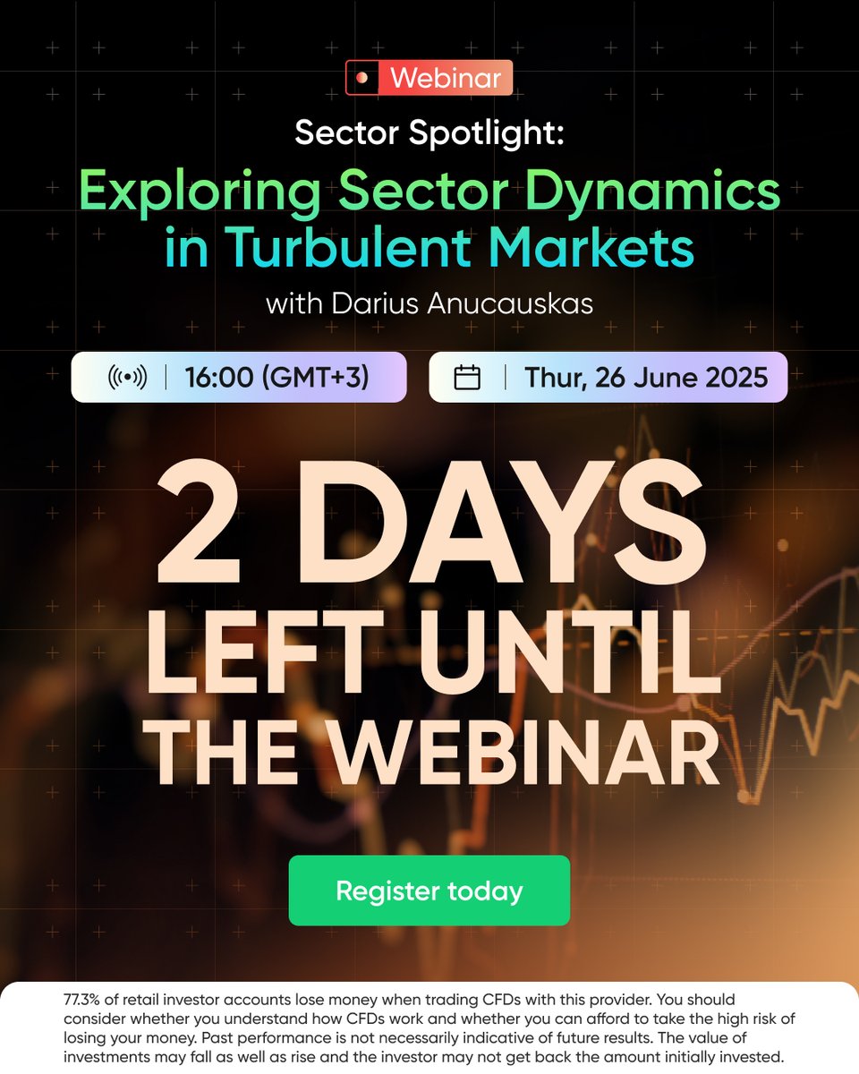 Sector Spotlight: Exploring Sector Dynamics in Turbulent Markets 🔍

Happening this Thursday, 26 June at 16:00 (GMT+3), this webinar will explore how different sectors react in volatile conditions.

🚨 Slots are filling fast—save yours now!
🔗 bit.ly/sectordynamics…