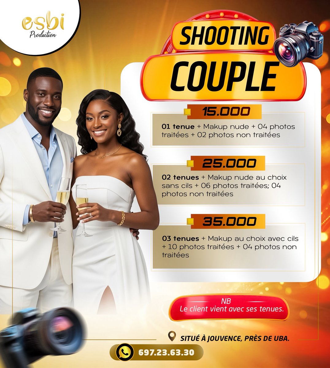Esbi_Studio's tweet photo. 697.23.63.30
Nous sommes situés à #Yaounde, près de #UBA, au quartier #Jouvence.
#esbistudio #esbiproduction #EsbiMedia #shootingpro #imagepro #imagedemarque #entrepreneur #yaoundé_jouvence https://t.co/MAED6XpyBn