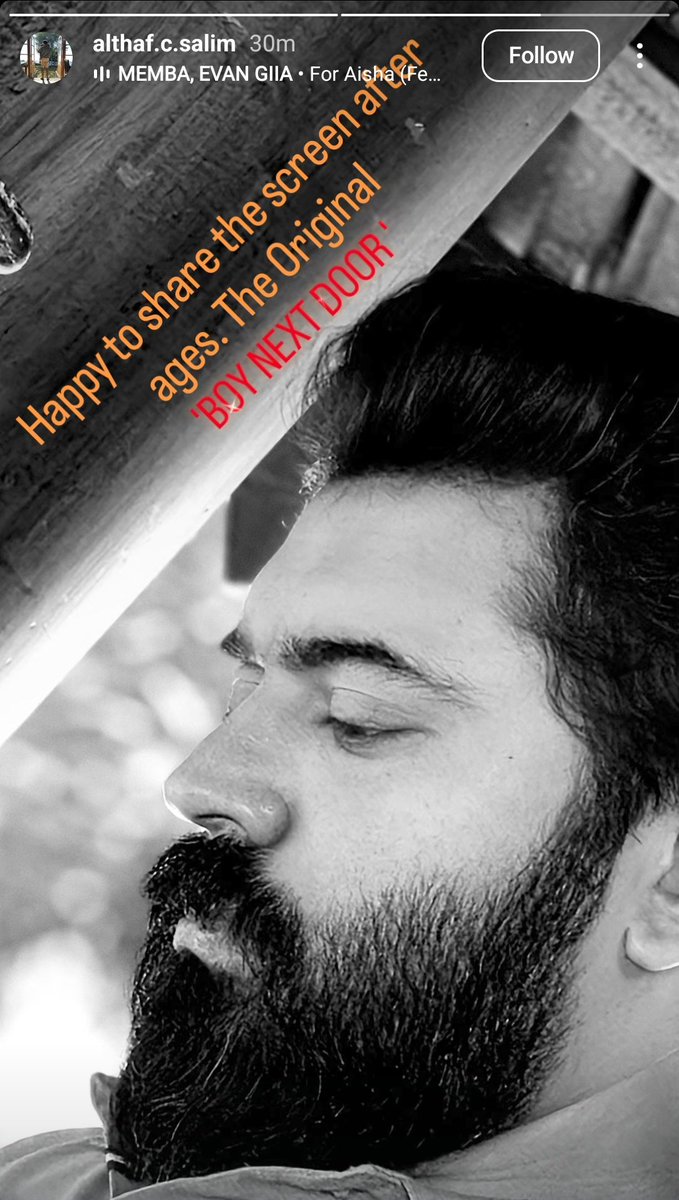 Althaf Salim latest story 🔥🔥

He joined #NivinPauly - Akhil Sathyan movie ✅🤍