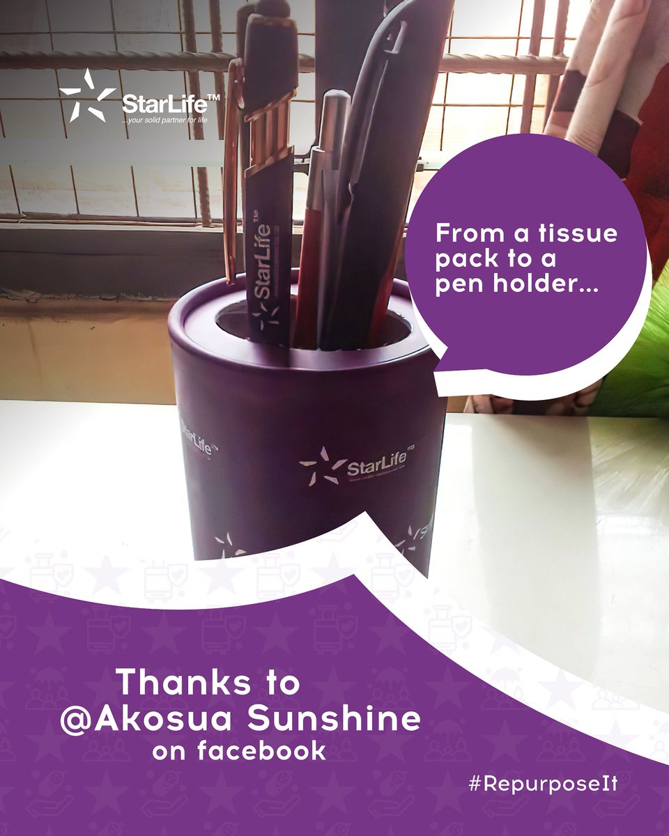 Akosua Sunshine turned our
tissue container into something
magical!

That’s what the #RepurposeChallenge
is all about — less waste, more
creativity, and fun prizes!

#StarLife #RepurposeChallenge
#CreativeReuse #PenHolderMagic
#SustainabilityStartsHere