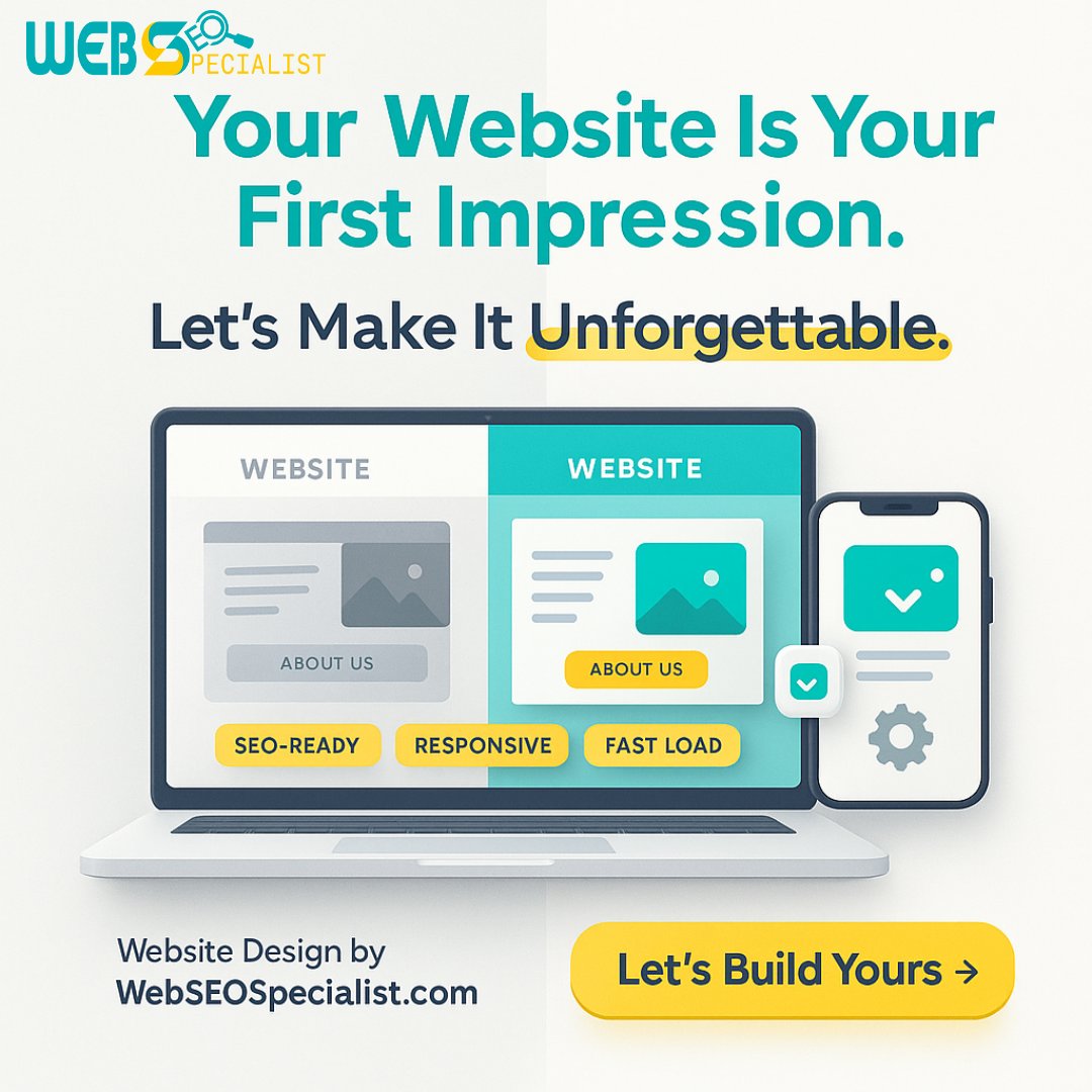 webseospecialis's tweet image. 💻Your website is your first impression.
If it’s slow or outdated, you&apos;re losing business.
We design sites that load fast, look great &amp;amp; convert better.
#WebsiteDesign #WebDevelopment #UXDesign #DigitalExperience #OnlinePresence #WebSEOSpecialist #ResponsiveDesign #SEOFriendly #AI