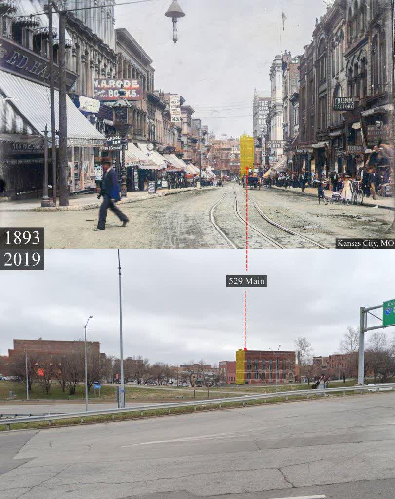 Our cities weren't build for cars.
In fact, they were destroyed for them.

📸 of Kansas City🇺🇸 (1893 vs. 2019)
