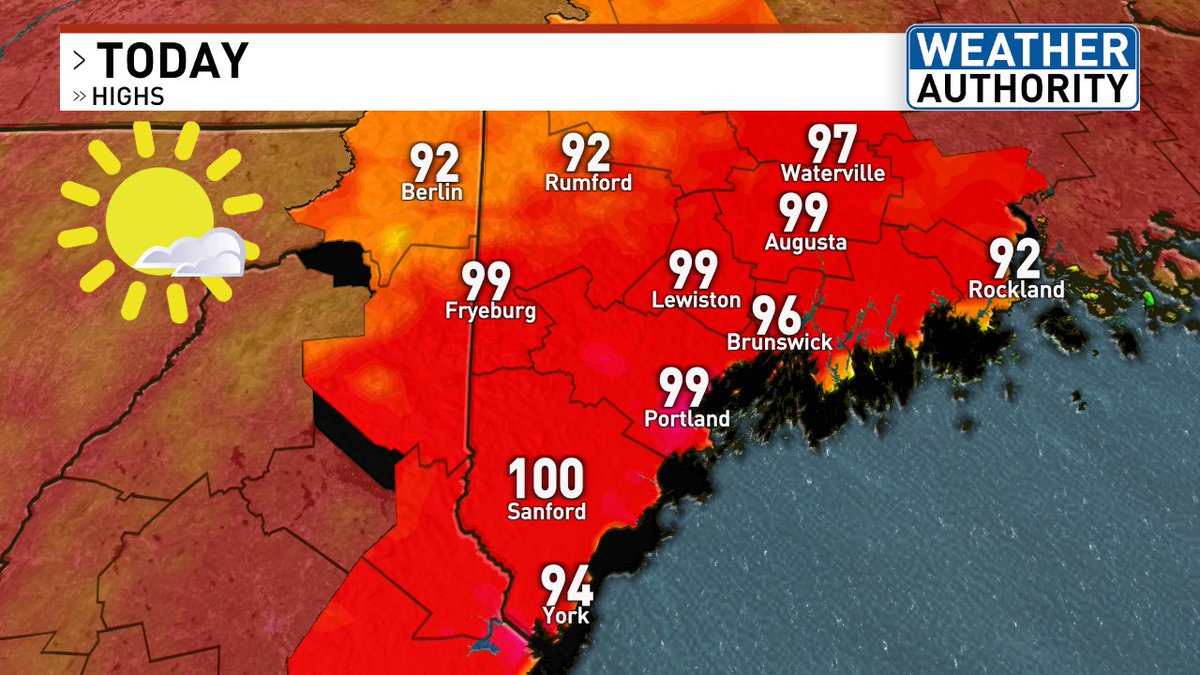 The last time it hit 100 degrees at the Portland Jetport was July 22nd, 2011.

#mewx