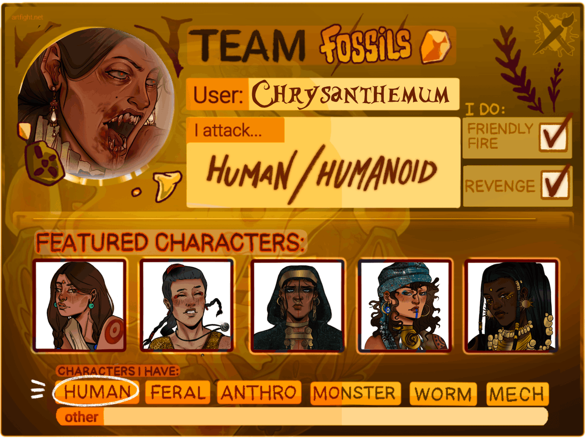 chrysanthemusss's tweet photo. Team fossils this year!! #artfight2025 https://t.co/R9h03vbIjS