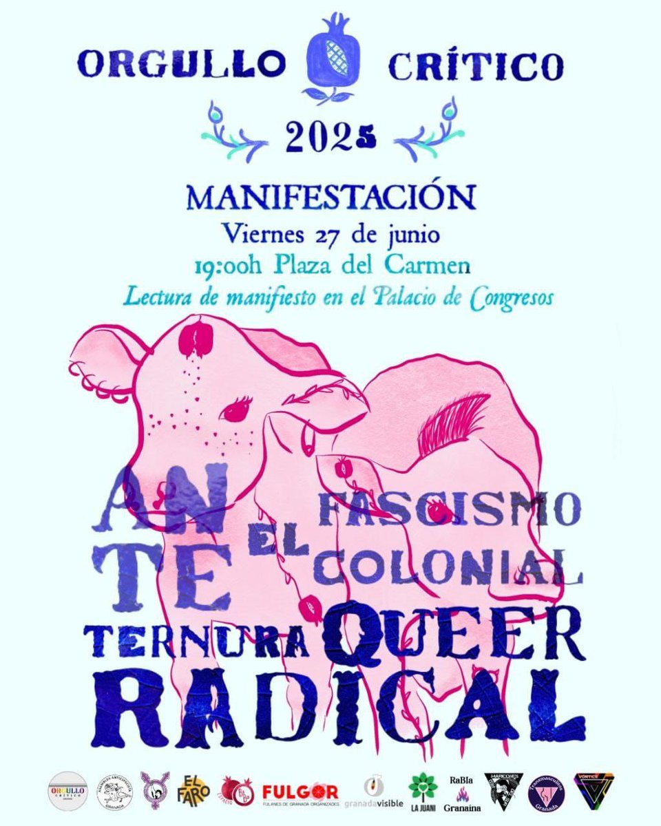 ✅ Granada. Orgullo Crítico 2025
💪 Manifestación
📅 Viernes 27 de julio
⏰ 19.00
📍 Plaza del Carmen