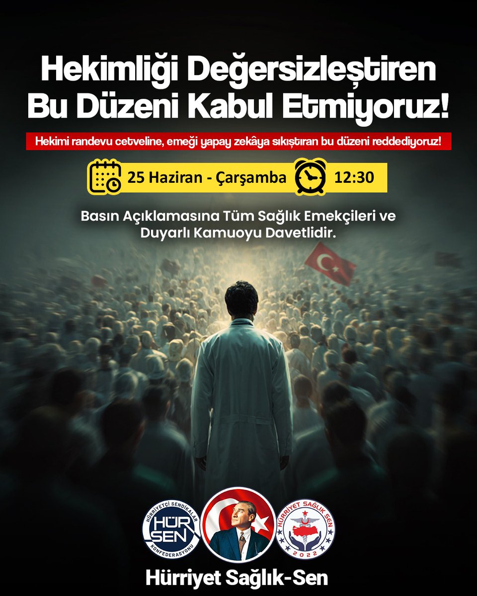 HEKİMLİĞİ DEĞERSİZLEŞTİREN DÜZENE DUR DİYORUZ!

Verimlilik baskısı, puan dayatması, bilim dışı nöbetler, yetersiz ekipman, artan şiddet riski ve tükenmişlik...
Diş hekimleri yalnız değil! Bu sorunlar yalnızca bir meslek grubunun değil, tüm sağlık camiasının ortak yarasıdır.

🗓