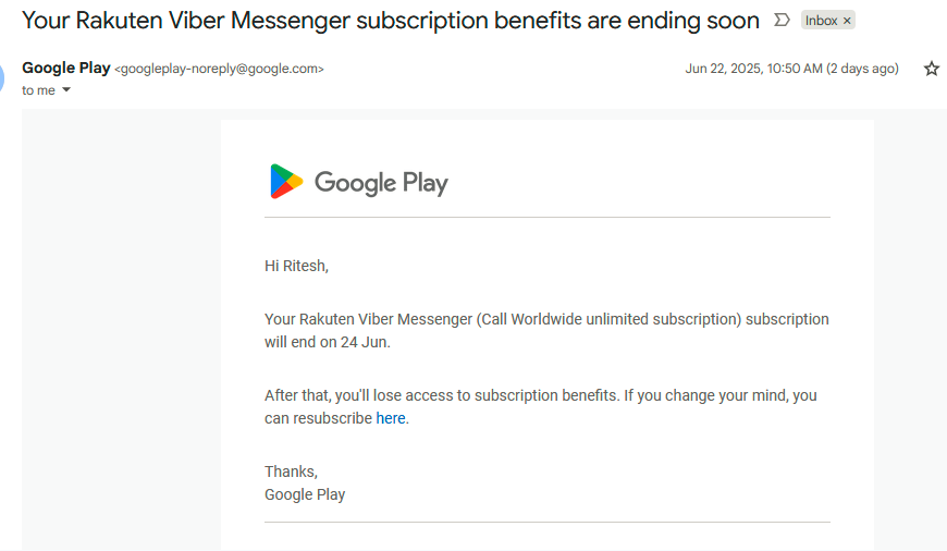 ritesh_bhatia's tweet photo. @Viber @GooglePlay I cancelled my viber subscription and I also received email but still my card was charged today for Rs. 590. Look into this and refund the amount https://t.co/xZD5UarQLB
