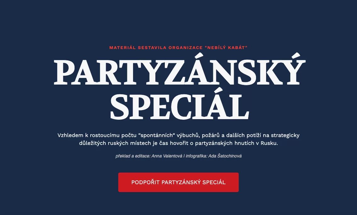 EXISTUJÍ
Denně riskují svobodu i život, aby porazili hydru, která spolkla jejich (a nejen jejich) domov. Ruští partyzáni.
S INTERAKTIVNÍ INFOGRAFIKOU!
osmstatecnych.cz/partyzansky-sp…