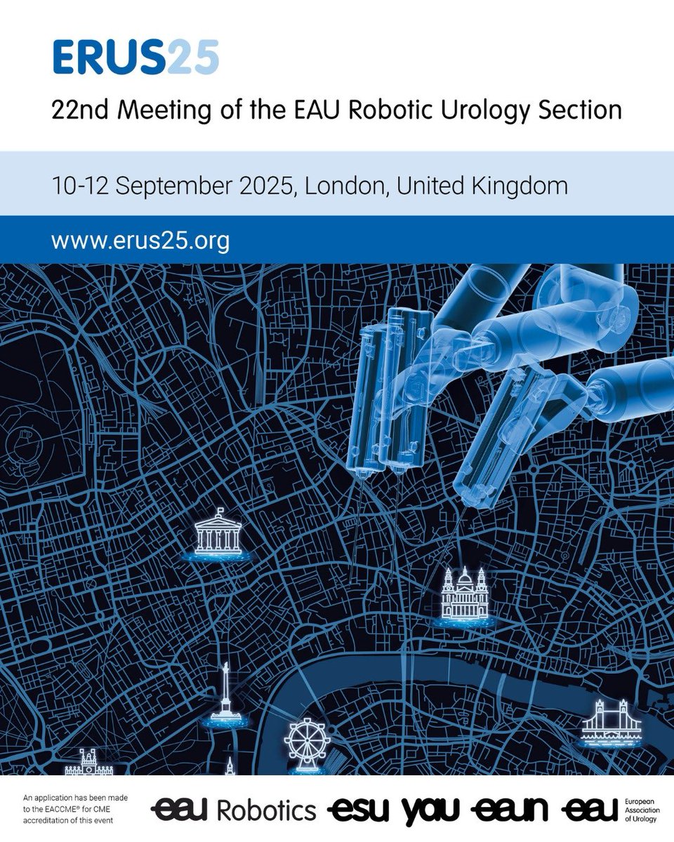 benchallacombe's tweet image. Time to book for the big one!
#ERUS25 – Europe’s largest meeting for robotic urology.
Surgical education. Global collaboration. Technological innovation.
📅 10–12 Sept 2025 | London
⏳ Regular registration fee until 29 August
🔗 erus25.org
#ERUS25 #RoboticUrolog