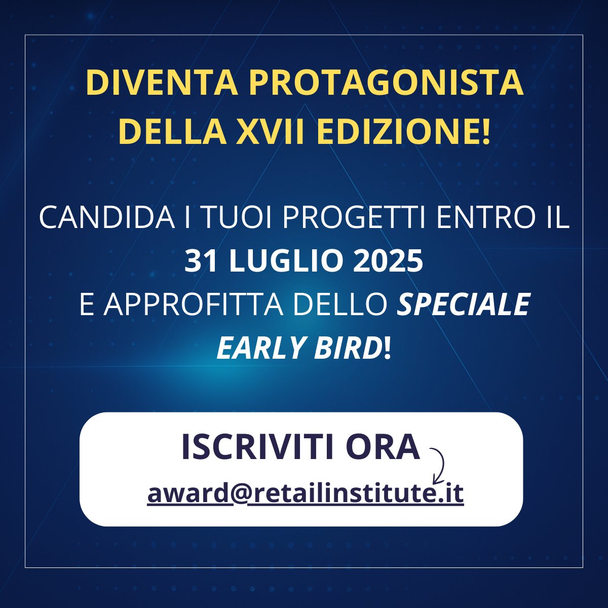 Scegli tra le 𝟱 𝗖𝗔𝗧𝗘𝗚𝗢𝗥𝗜𝗘 che meglio rappresentano i Touch Point più significativi dell’esperienza d’acquisto e candida i tuoi progetti!
 👉bit.ly/44sdQTS