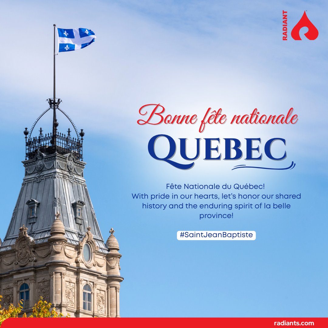 radiantsys_ca's tweet photo. Bonne Fête nationale du Québec!
St. Jean-Baptiste Day is more than just Quebec’s national holiday; this day is also about celebrating Canada’s incredibly rich culture, which we Canadians take pride in.

.
#RadiantSystems #QuebecDay #FeteNationaleDuQuebec #NationalDay https://t.co/KC7c0BLN2g