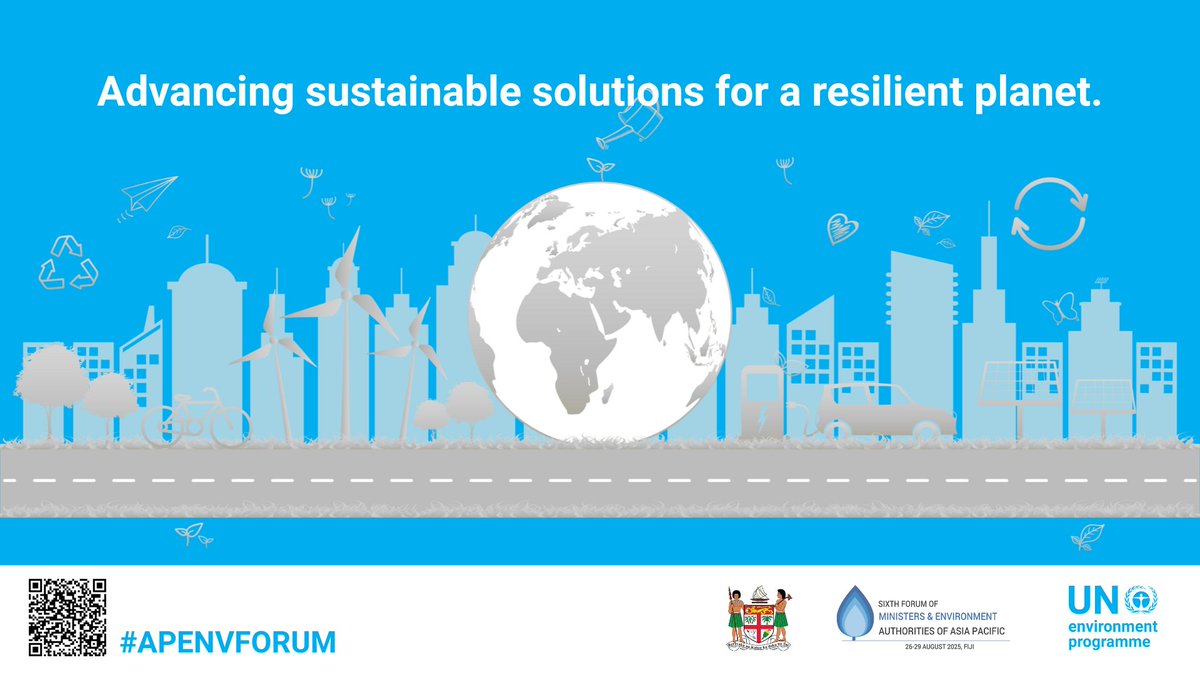 UNEP_AsiaPac's tweet image. 🎬 Sneak peek into the 6th #APENVFORUM
From clean air to climate adaptation, the Asia Pacific region is coming together to shape a resilient future 🌱
📍 Nadi, Fiji | 📅 26–29 August 2025
Stay tuned!
🔗 Learn more: unep.org/events/confere…
@moefcc