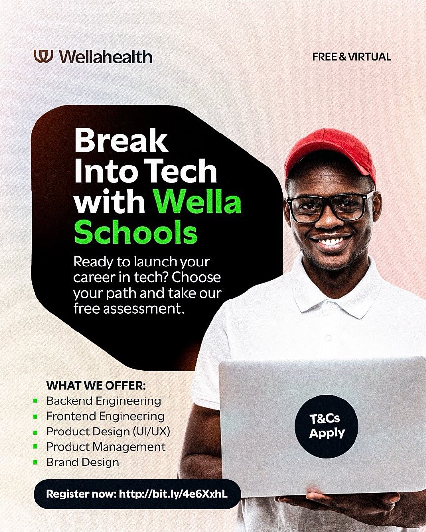 WellaHealth's tweet image. Want to break into tech?
#WellaSchools is helping aspiring professionals launch careers in:
✅ Backend Dev
✅ Frontend Engineering
✅ UI/UX Design
✅ Product Management
✅ Brand Design
It’s free, virtual, and beginner-friendly.
Register now → bit.ly/4e6XxhL