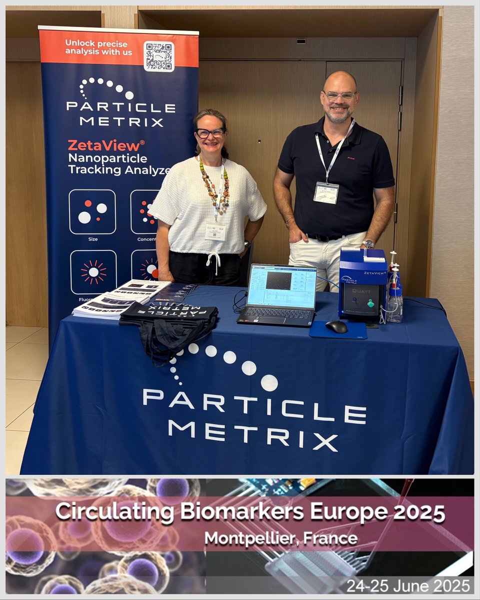 𝗗𝗮𝘆 𝟭 in Montpellier and we’re excited to kick off <a href="/SelectBio/">SelectBIO Conferences</a> Europe 2025!
Come say hi at the <a href="/Particle_Metrix/">Particle Metrix GmbH</a>  booth — Ingrid Bloß &amp; Bertrand Damart would love to meet you!
🎤 At 16:00, catch Bertrand’s talk:
 “A New Edge of Nanoparticle Characterization”
#ZetaView #EVs #NTA