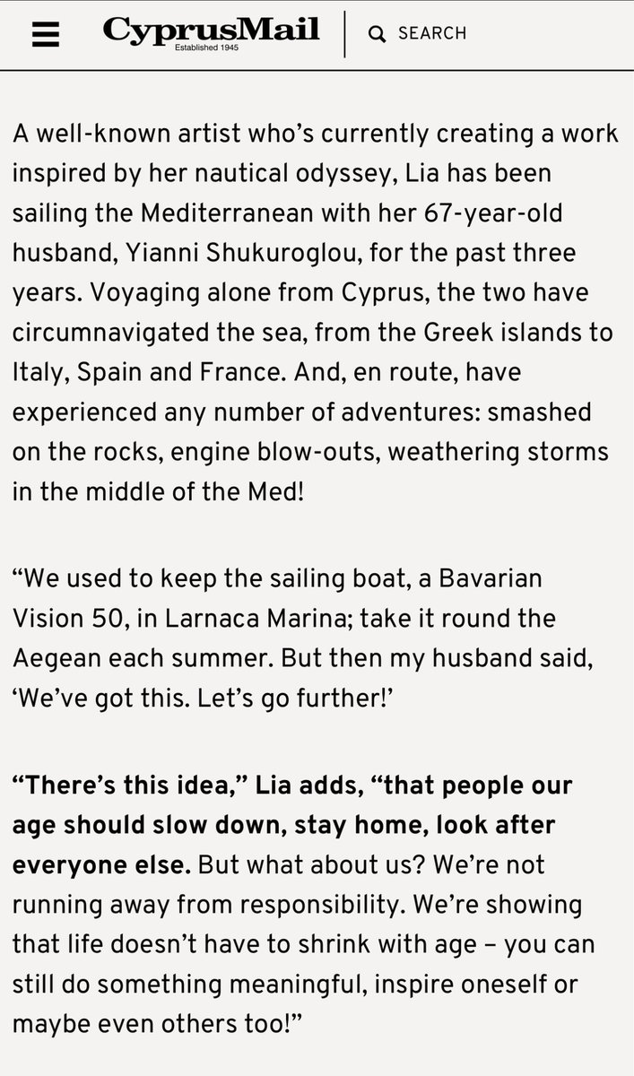 Turning living into art making⛵️ and staying young as long as one can! cyprus-mail.com/2025/06/23/wha…