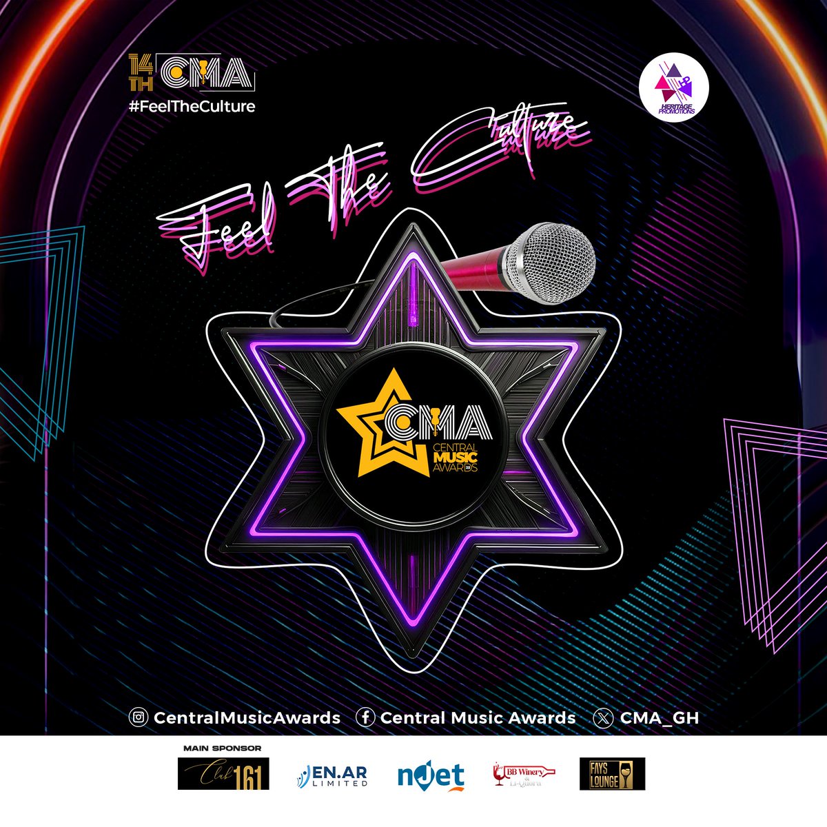 #The14thCMA: “𝐒𝐨𝐮𝐧𝐝𝐭𝐫𝐚𝐜𝐤 𝐨𝐟 𝐇𝐞𝐫𝐢𝐭𝐚𝐠𝐞“- Honoring the best in music that showcases our rich cultural diversity.

It’s the Central Music Awards 2025 
••• 𝐅𝐞𝐞𝐥 𝐓𝐡𝐞 𝐂𝐮𝐥𝐭𝐮𝐫𝐞 🎭🎶 

Powered By: #HeritagePromotions 
#CMA2025 #FeelTheCulture