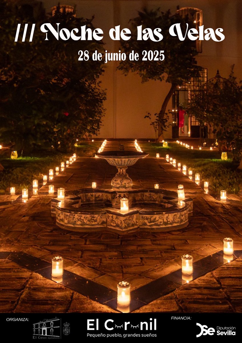 🕯️✨ El Coronil volverá a brillar el 28 de junio con su mágica Noche de las Velas 🌙 10.000 velas, saxo junto al castillo, malabares de fuego, conciertos Candlelight y fuegos artificiales 🎷🔥🎶🎆 Calles y monumentos transformados en pura belleza #provinciadesevilla
