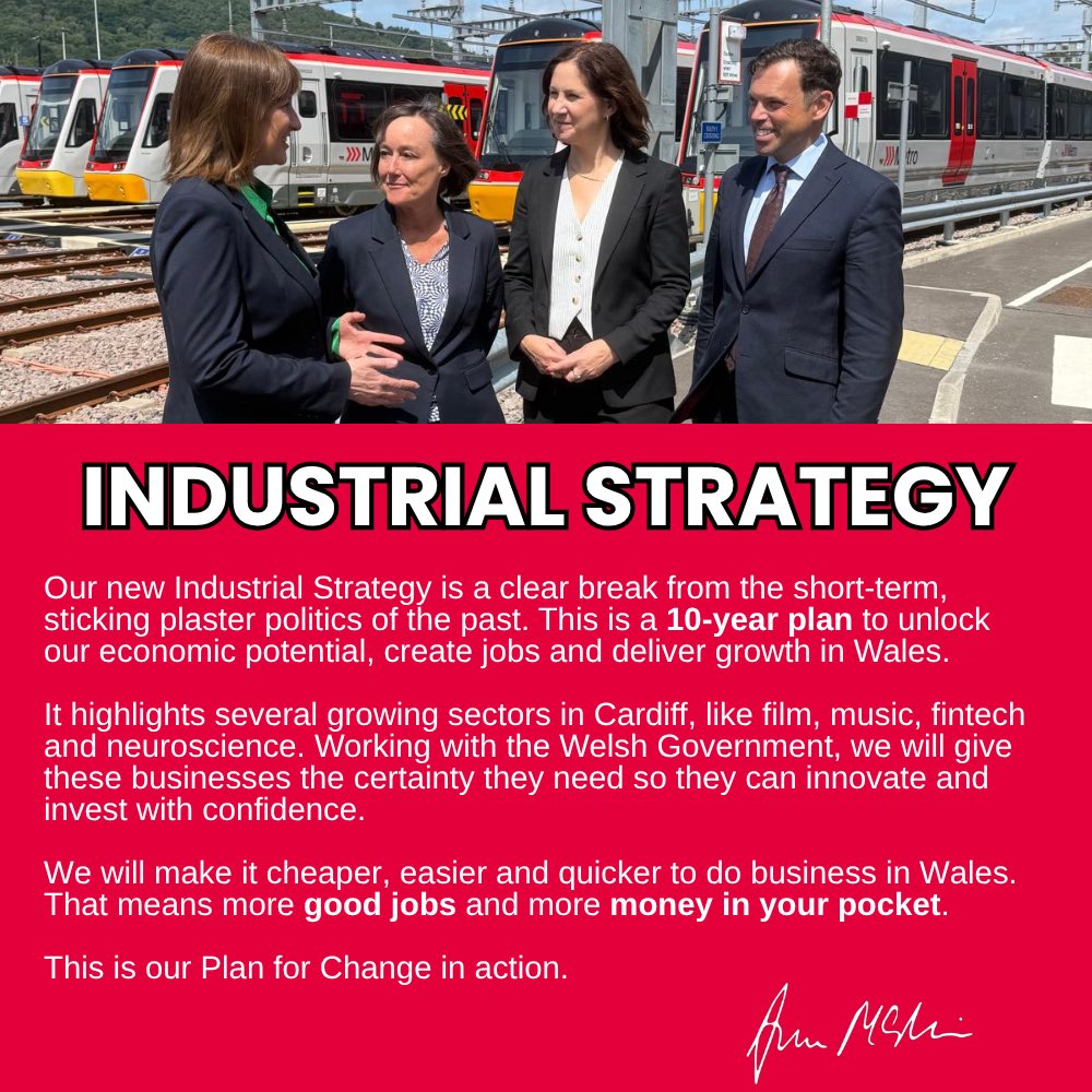 Anna McMorrin MP 🏴🏳️🌈 (@annamcmorrin) on Twitter photo Our <a href="/UKLabour/">The Labour Party</a> Industrial Strategy is a clear break from the short-term politics of the past.
Working with the <a href="/WelshLabour/">Welsh Labour</a> Government, we will make it cheaper, easier and quicker to do business in Wales.
That means more good jobs and more money in your pocket. Our <a href="/UKLabour/">The Labour Party</a> Industrial Strategy is a clear break from the short-term politics of the past.
Working with the <a href="/WelshLabour/">Welsh Labour</a> Government, we will make it cheaper, easier and quicker to do business in Wales.
That means more good jobs and more money in your pocket.