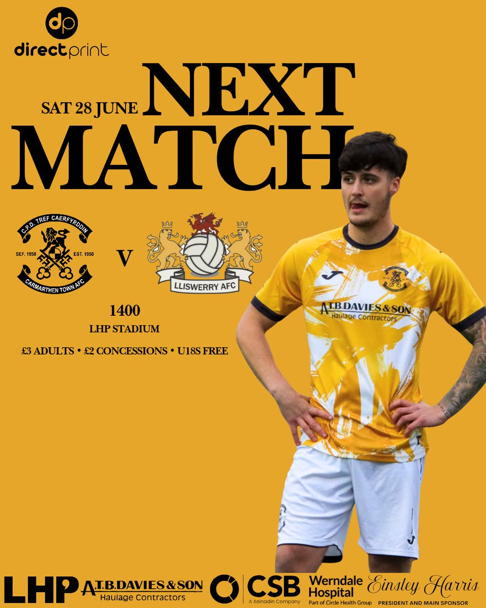 Next game | Gêm Nesaf 

Football is back at the LHP Stadium as we have secured a friendly match against Lliswerry AFC this Saturday! Kick off is 2pm, gates and The Clubhouse open from 1pm 

Ry ni nôl ar gyfer gem gyfeillgar arall cyn i’r tymor ddechrau. Byddwn yn croesawu