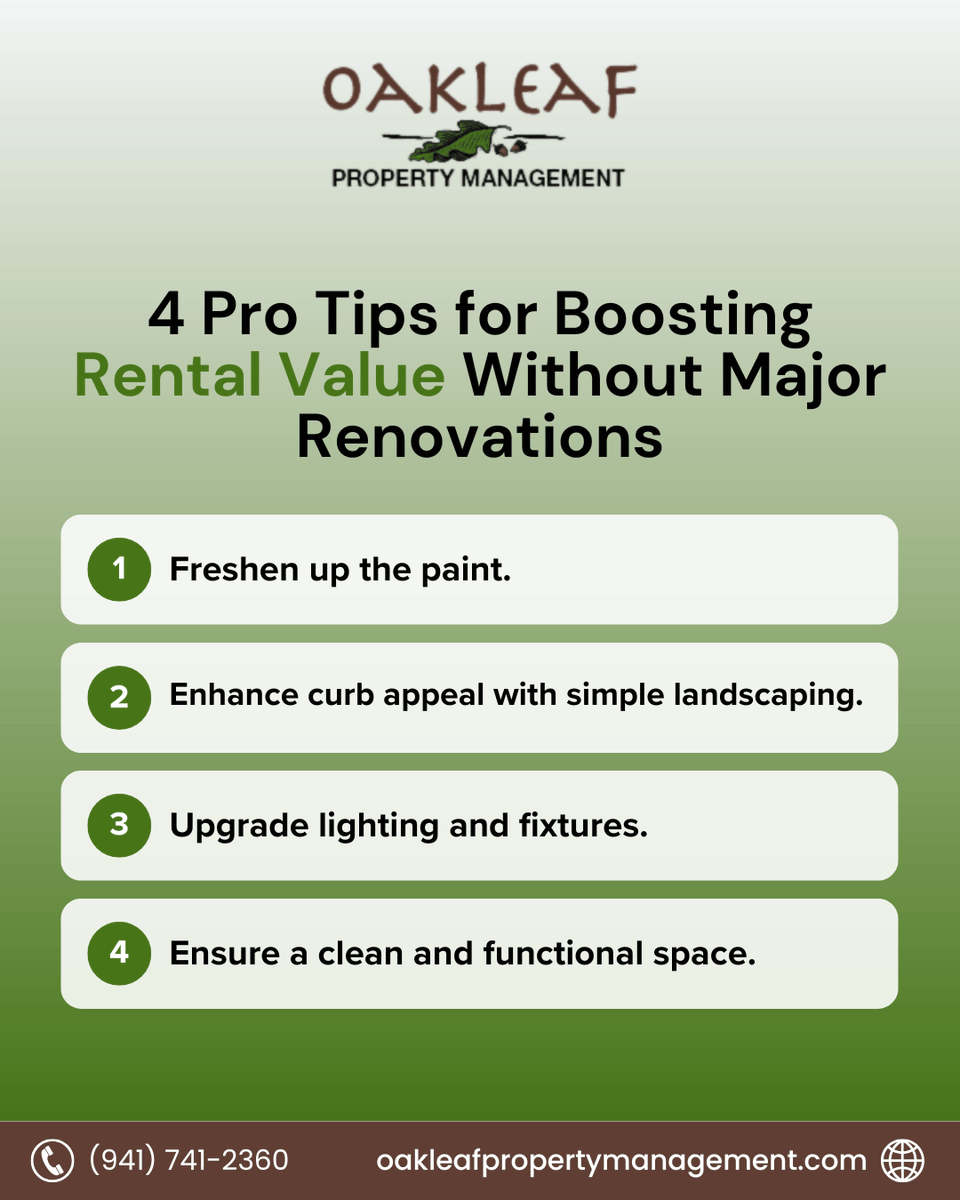OakleafPM's tweet photo. 🏡 Looking to increase your rental property’s value without the hassle and expense of major renovations?

📞 Call us today: (941) 741-2360
🌐 Visit: https://t.co/l7F4yHMPJc

#OakleafPropertyManagement #PalmettoRentals #ManateeProperties #ClearwaterLandlords #PinellasRealEstate https://t.co/PeBCE05swh