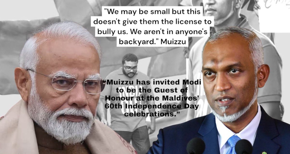 Maaniu18's tweet photo. Before #IndiaOut - “We May be small , But you Cannot Bully US” @Muizzu to @narendramodi .
Few minutes Later. #IndiaIN
“Now I am your Lap Dog” !
This is full of bullshit ! #KazaabOut https://t.co/krdD8Bc8l5