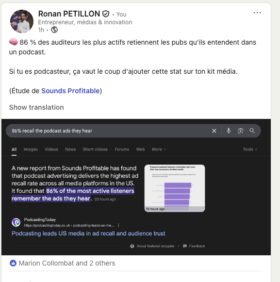 Si t'as un podcast --> ajoute cette stat' dans ton kit media