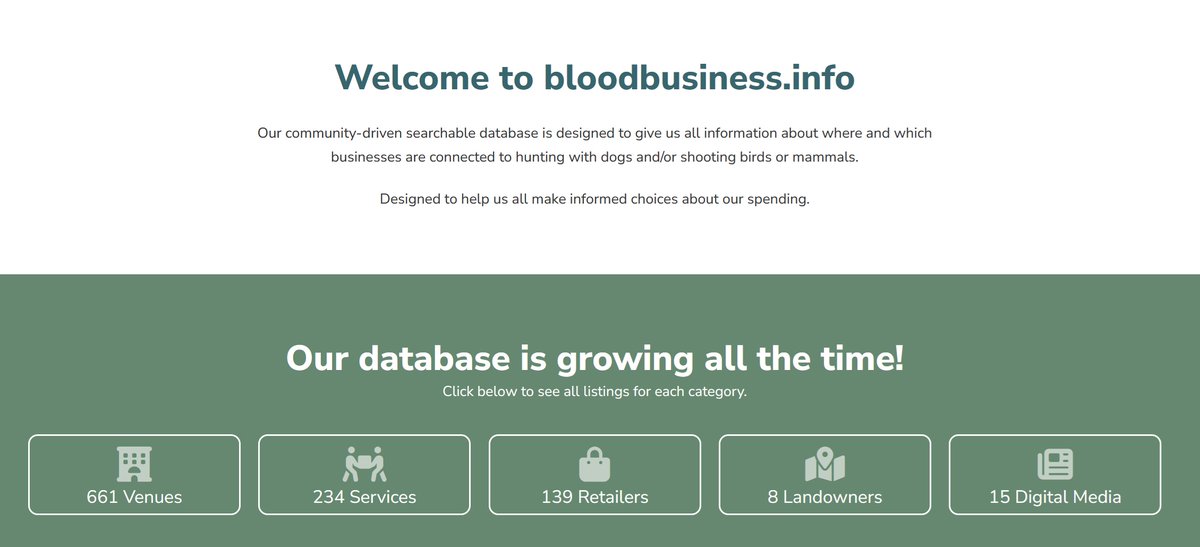 blood_business's tweet image. We're all about helping make informed #choice about our spending, and we try to add three pro-hunt/pro-shoot businesses a day. As long as we can find them or supporters send them in, we'll keep listing them!
bloodbusiness.info