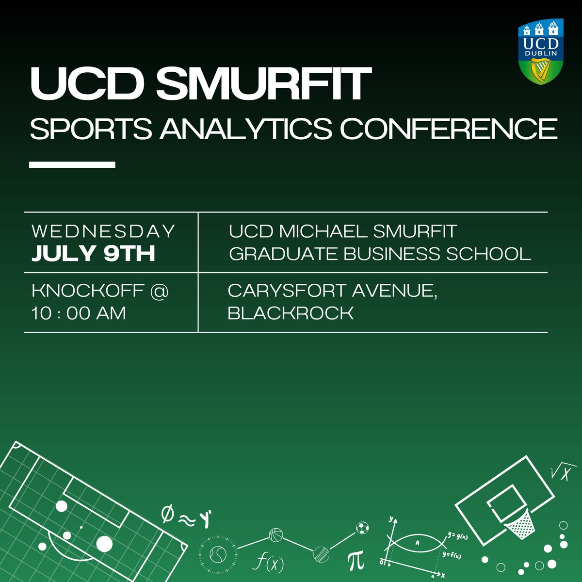 Calling all students, researchers, and sports enthusiasts!

Are you ready to dive into the world of sports analytics? The Smurfit Sports Analytics Conference is here, and we're excited to invite you to join us!

Register now: sites.google.com/view/ucd-ssac/… 

#SportsAnalytics #Sports