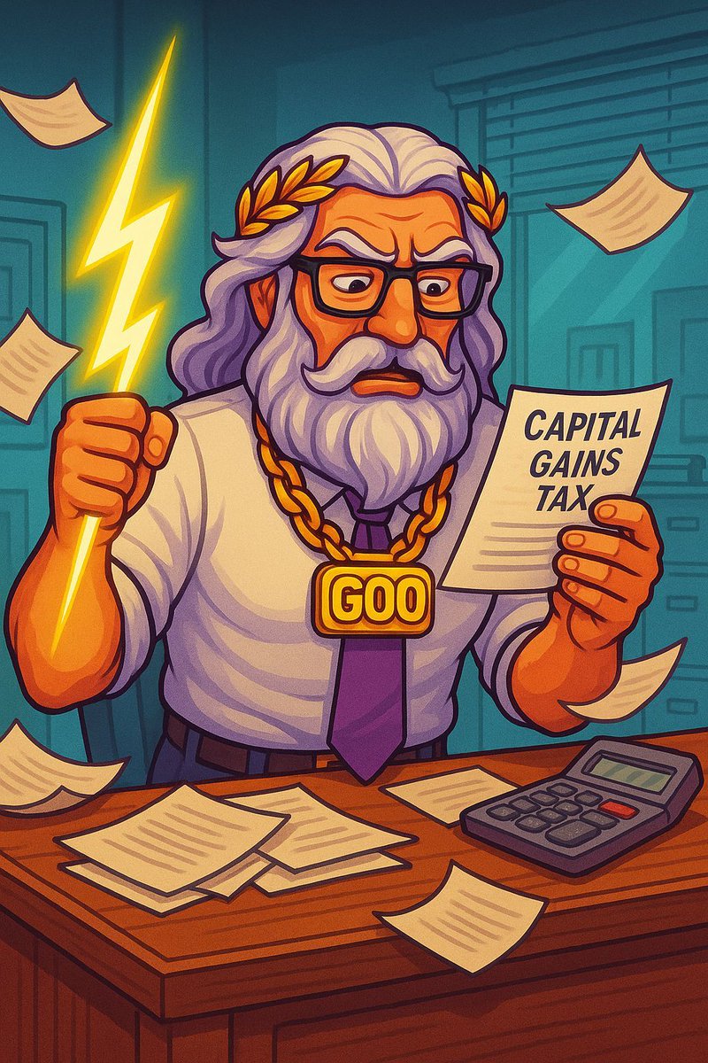 OfficialGOOcoin's tweet photo. Me pretending to understand capital gains tax 💀
Zeus doesn’t file taxes. He files lightning bolts.
#GOOcoin #SolanaMemeCoin #MemeCoin #Solana #Crypto #Cryptocurrency #TaxSeason #DegenLife https://t.co/BC7LYXEoYO