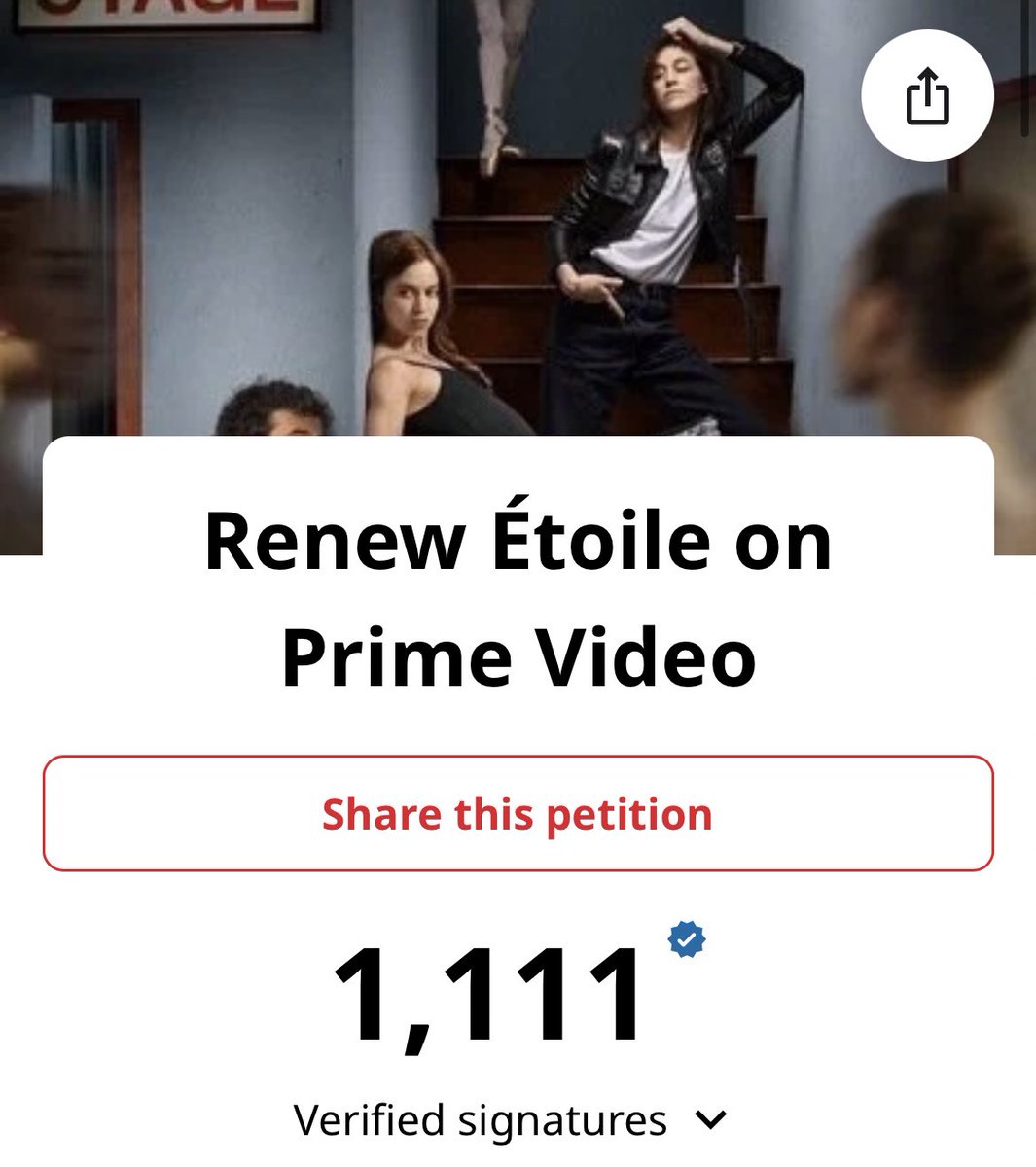 saveetoile's tweet photo. 1,111 signatures on the petition 🩰🌟
Thank you everyone, keep signing !!

@PrimeVideo @AmazonMGMStudio https://t.co/QLSL7PHHak