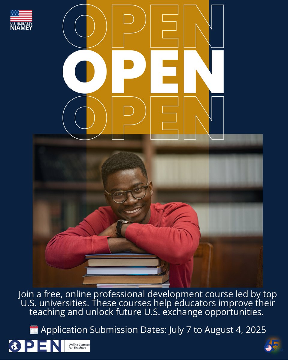 📚🌍 Are you an English teacher ready to grow your skills? The U.S. Department of State’s OPEN Program is now open for applications!

Join a free, online professional development course led by top U.S. universities. These courses help educators improve their teaching and unlock