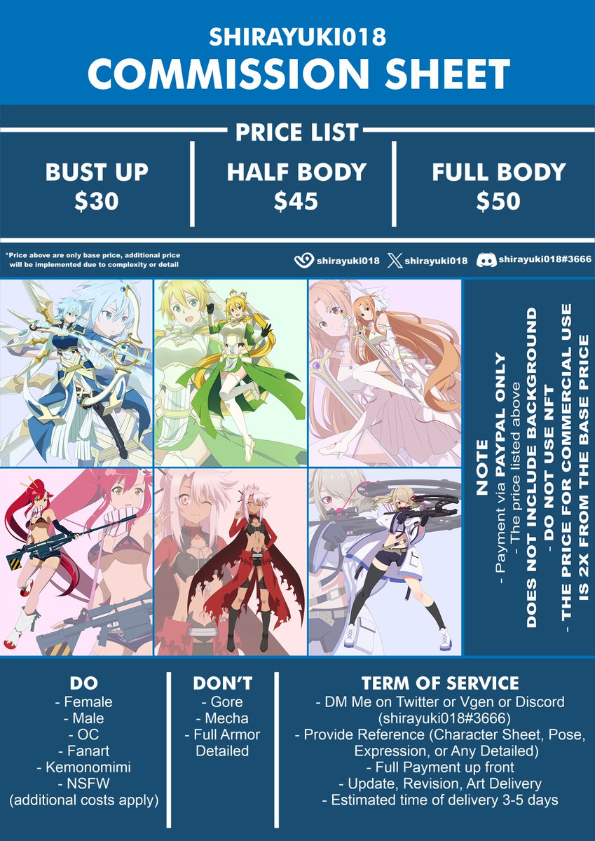 shirayuki018's tweet image. ❄️Retweets are very appreciated!❄️
Hi there! I'am open commission with cel shading style for 4 slots. For other art samples, you can check media on my Twitter or VGen.
Thank you!
vgen.co/Shirayuki018
#Commission #artcommissions #ArtistOnTwitter #VGenComm #VGen #VGenOpen
