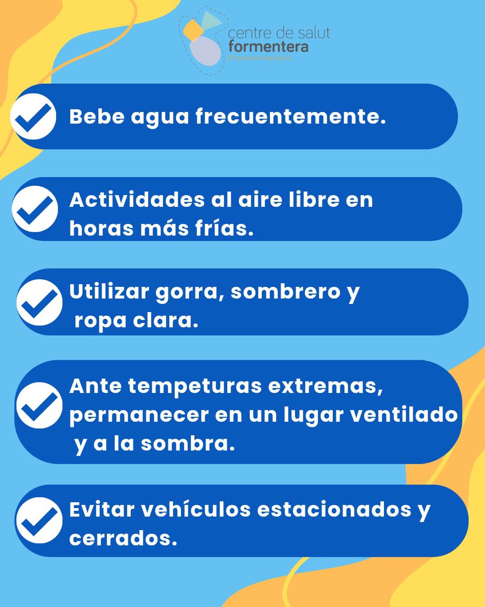 primariaasef's tweet image. Cada año, muchas personas sigue sufriendo golpes de calor en verano, en este post os queremos hablar de como podéis prevenirlos.
VIA CS FORMENTERA
@salutGOIB
@ibsalut
@asef_ibsalut
#primariaasef