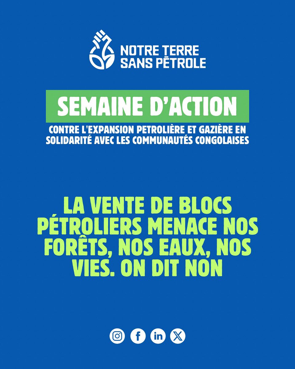 La vente de blocs pétroliers menace nos forêts, nos eaux, nos vies. On dit NON. 

#PasEnNotreNom #NotreTerreSansPétrole #climate #climatejustice