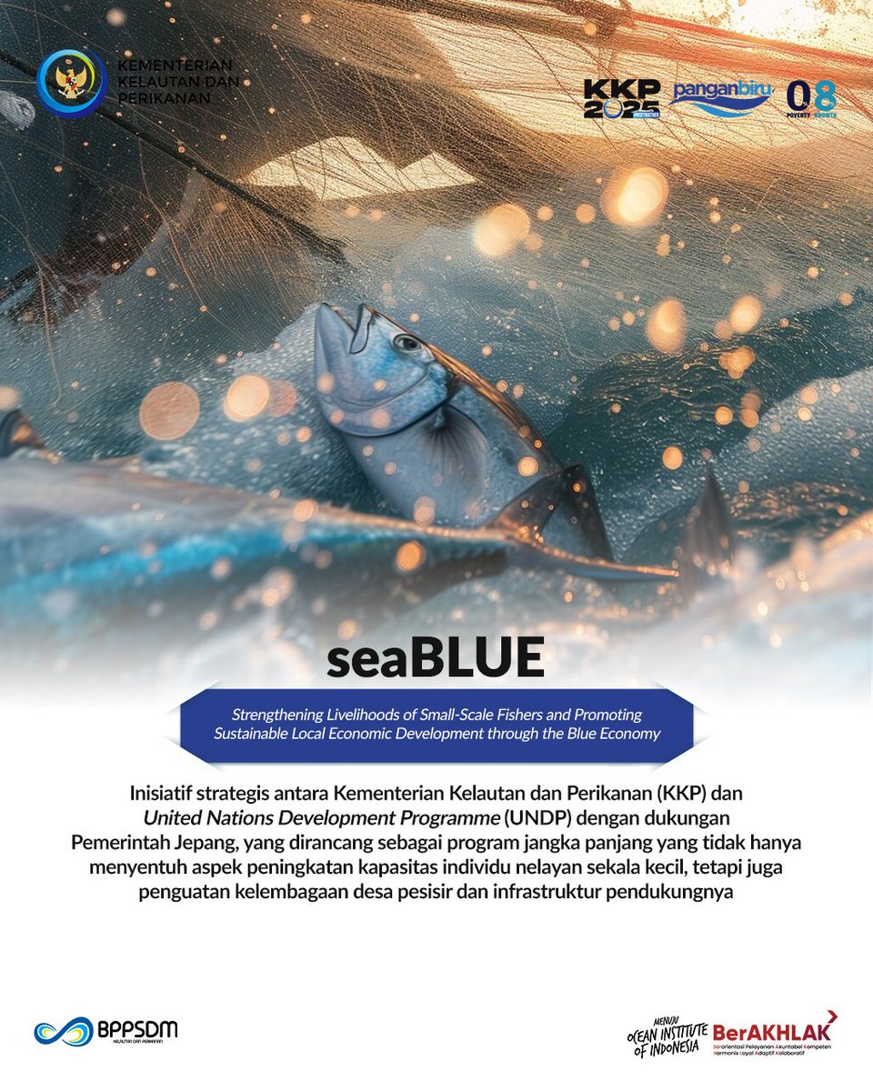 bppsdm_kp's tweet photo. #seaBLUE dirancang sebagai program jangka panjang yg tidak hanya menyentuh aspek peningkatan kapasitas individu nelayan skala kecil, tetapi jg penguatan kelembagaan desa pesisir &amp; infrastruktur pendukungnya

#PanganBiru #2025KKPRiseTogether #SDMKP #SDMUnggul @kkpgoid @in_radiarta https://t.co/W7BxZFMEDc