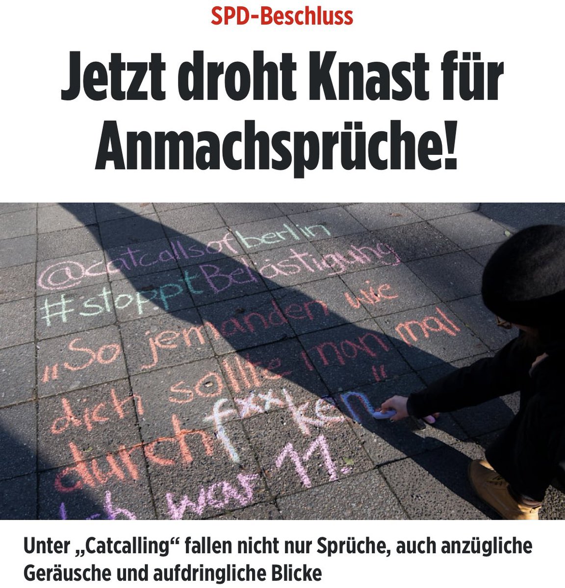 janinisabel's tweet image. Eine Idee mit gewaltigem Missbrauchspotenzial!
Die sächsischen Sozialdemokraten haben sich dafür ausgesprochen, sogenanntes „Catcalling“ künftig unter Strafe zu stellen. Das Anliegen soll dem SPD-Bundesparteitag vom 27. Juni bis 29. Juni 2025 in Berlin vorgelegt und dann als…