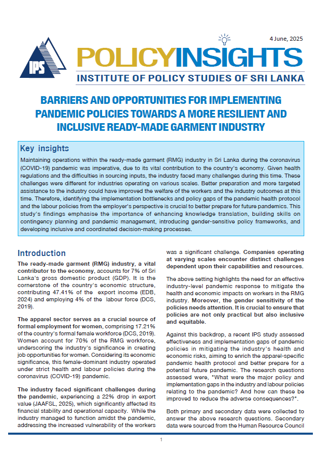 TalkEcon_IPS's tweet photo. Our latest Policy Insight by Sulochana Silva and Dr Erandathie Pathiraja explores the barriers and opportunities in implementing pandemic-related policies for the country's ready-made garment (RMG) industry.
https://t.co/gYMwrOAyMe
#apparelsector #femaleworkers #SriLanka #IPS https://t.co/UuCdh48377