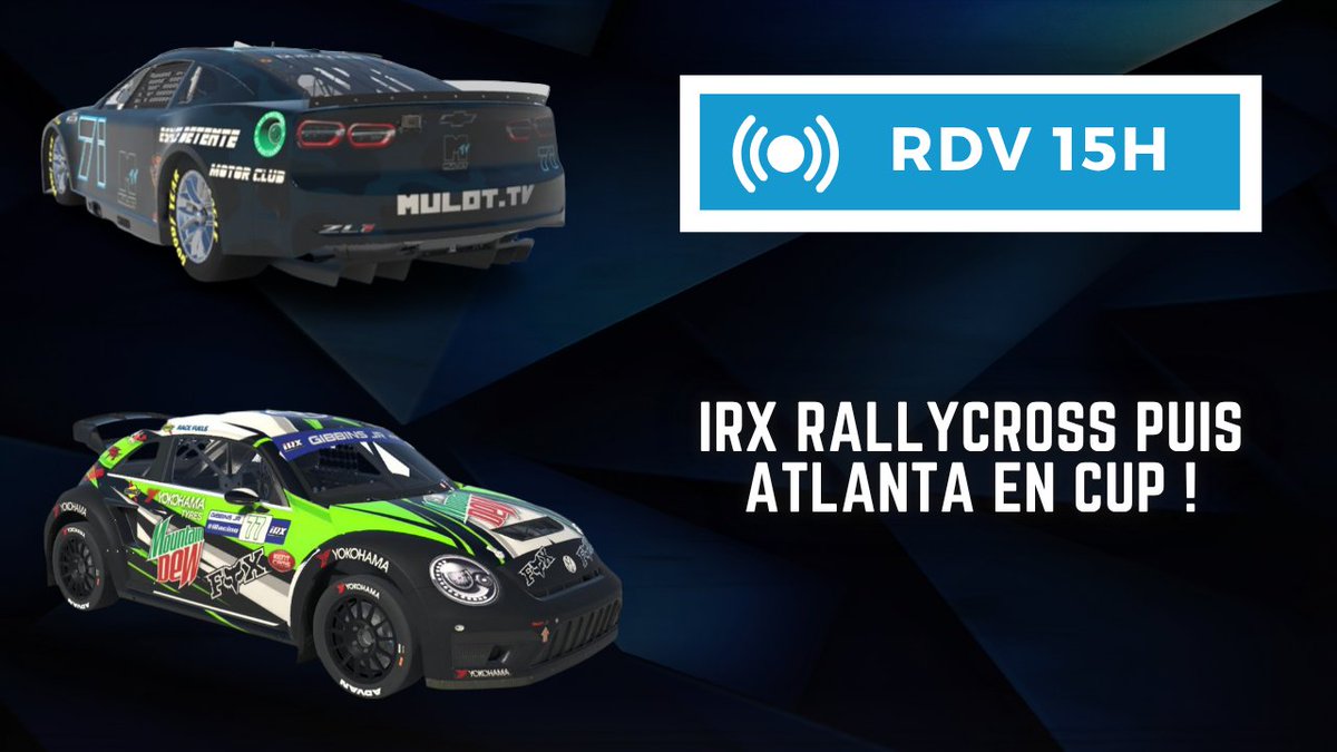 Allez on se donne rdv a 15h pour aller manger un peu de terre en rallycross puis on ira sur Atlanta en Cup récupérer du SR, du moins j'espère lol