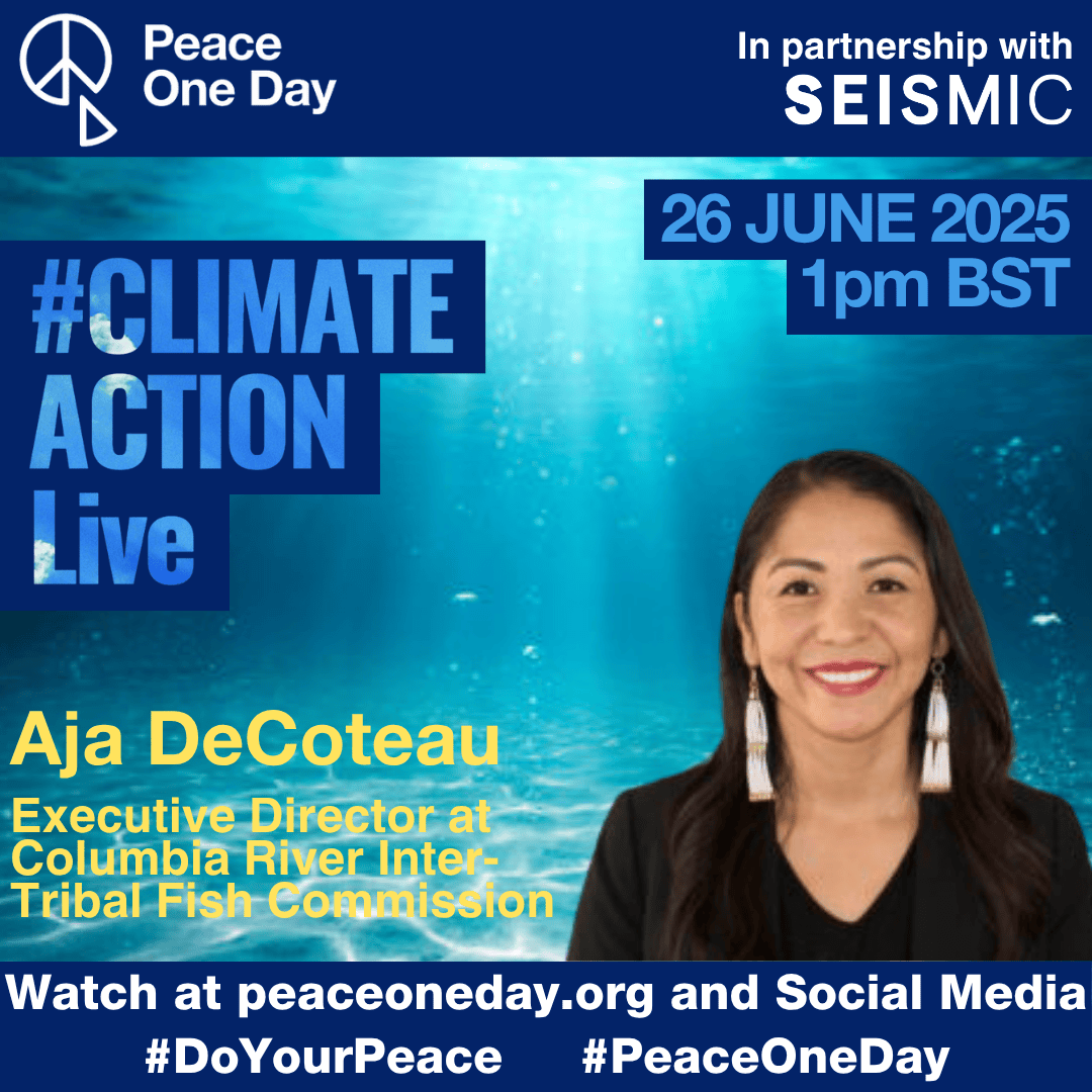 Peace One Day is proud to announce that 
Aja DeCoteau, Executive Director at Columbia River Inter-Tribal Fish Commission (<a href="/CRITFC/">CRITFC</a>), will be participating in #ClimateActionLive, broadcasting on the 26th of June.
 
Follow our social media for announcements and visit