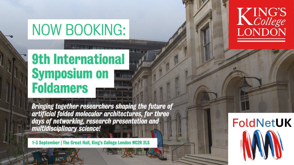 FoldNetUK's tweet image. The countdown is on! Registrations close in three days on Friday 27 June, 23:59 GMT.  

🔗Register now: foldamers2025.com 

#conference #foldamers #chemistry #chemsky

@KingsNMES @andrecobb @ANBismillah