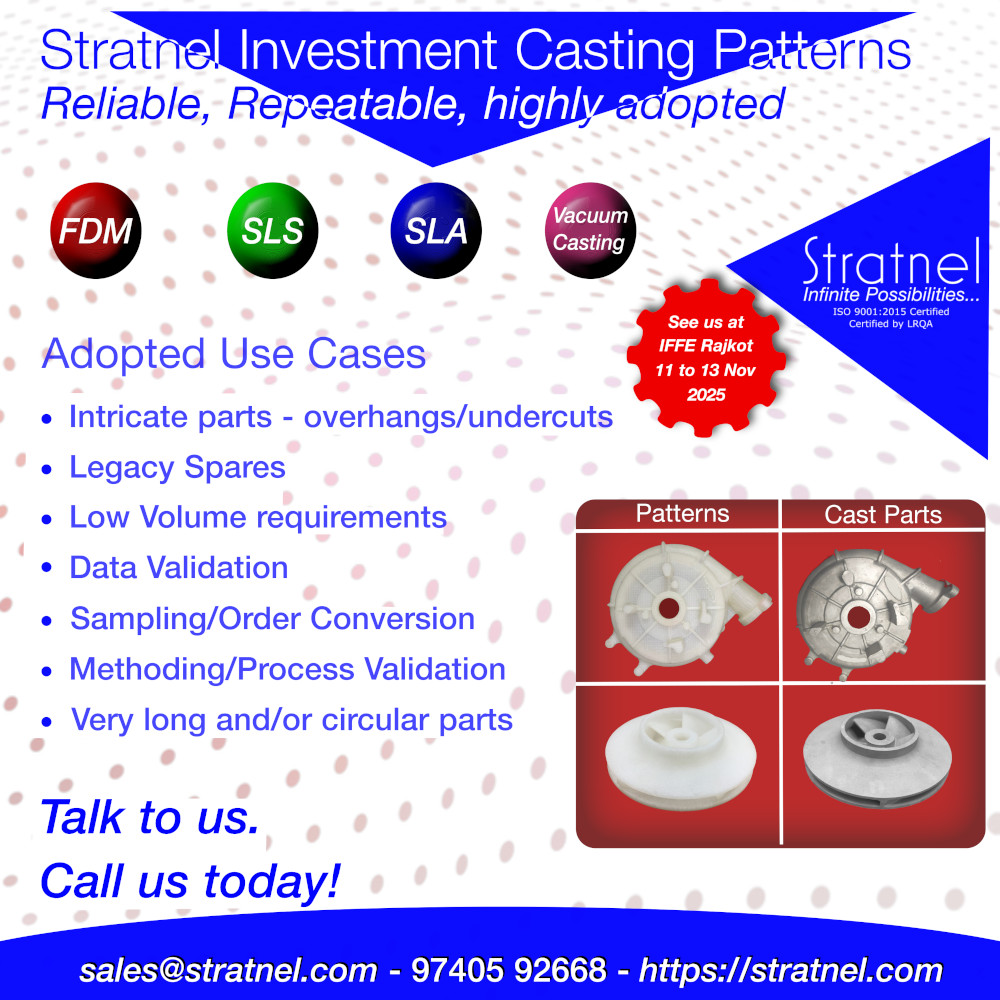 stratnel3dp's tweet image. Industry standard leading investment casting patterns from Stratnel. Try today! Call us at +919740592668 or write in to sales@stratnel.com
#investmentcastingpatterns #foundrypatterns #3dprintedpatterns #additivemanufacturing