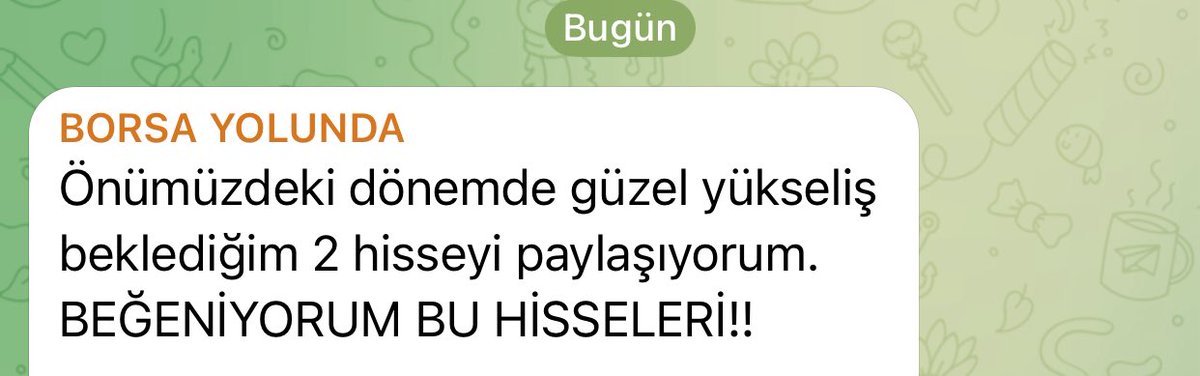 🚨#SONDAKİKA 

BORSADA ÖNÜMÜZDEKİ DÖNEMDE CİDDİ YÜKSELİŞ BEKLEDİĞİM 2 HİSSEYİ TELEGRAMDA PAYLAŞTIM. Görmedim, duymadım olmasın ‼️

t.me/+Hh8kuq7op8I4O…