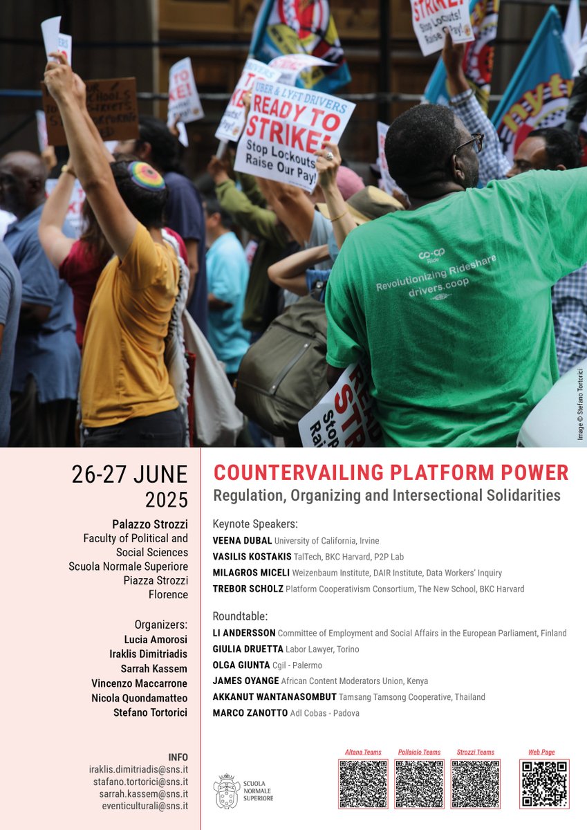 Thursday and Friday at the Scuola Normale we are hosting this interenational conference on 'Countervailing Platform Power'. It will be possible to follow most of it online! 
Programme➡️sns.it/en/node/813403