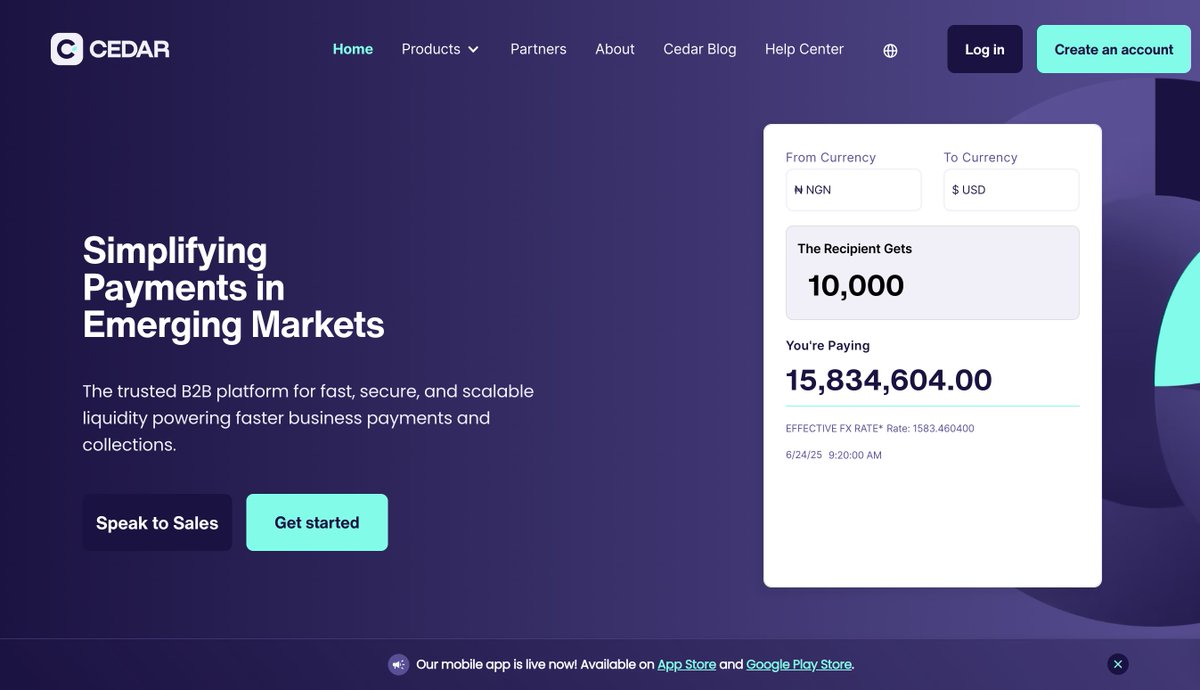 cedar_money's tweet image. Daily FX Rates | Tue 24 June, 2025 • 10:20AM     

Stay Informed, Pay Merchants Smarter.                          

1 USD - 1,582.96 NGN                
1 USD - 129.12 KES                          
1 USD - 18.00 ZAR                              
1 USD - 592.57 XOF…