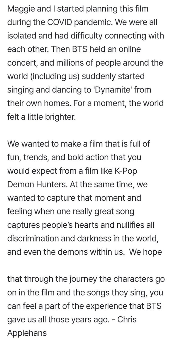 park07k's tweet image. It&apos;s been revealed that &apos;Kpop Demon Hunters&apos; is inspired by BTS and their hit single DYNAMITE which brought a lot of comfort to everyone during the pandemic !!!