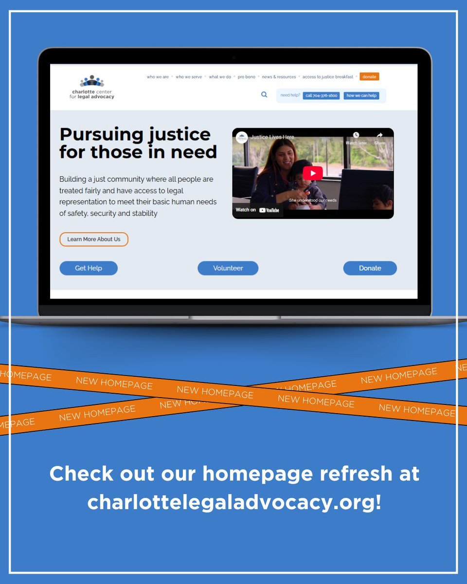 📢  We’ve refreshed our homepage!

Now it’s even easier to learn about our services and see the latest highlights from around the Advocacy Center!

Take a look: charlottelegaladvocacy.org

#justiceliveshere
